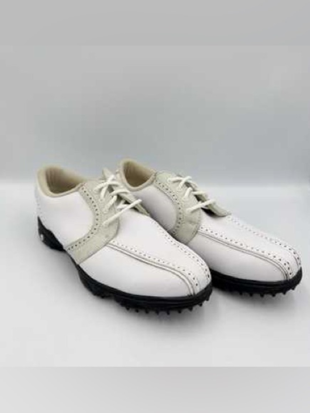 Womens FootJoy Leather “Greenjoy” White Athletic Golf Shoes with Black Outsole